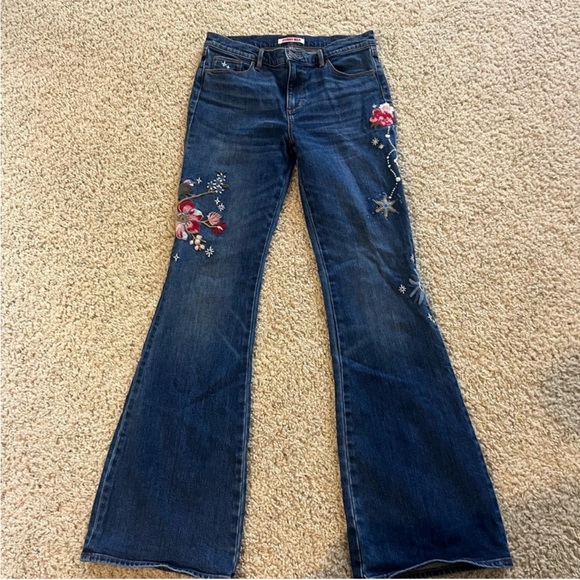 Johnny Was Denim - Johnny Was Blue Flare Jeans with Floral Embroidery